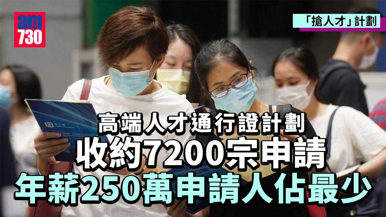 搶人才｜高才通目前收逾7200宗申請　年薪250萬申請人佔最少