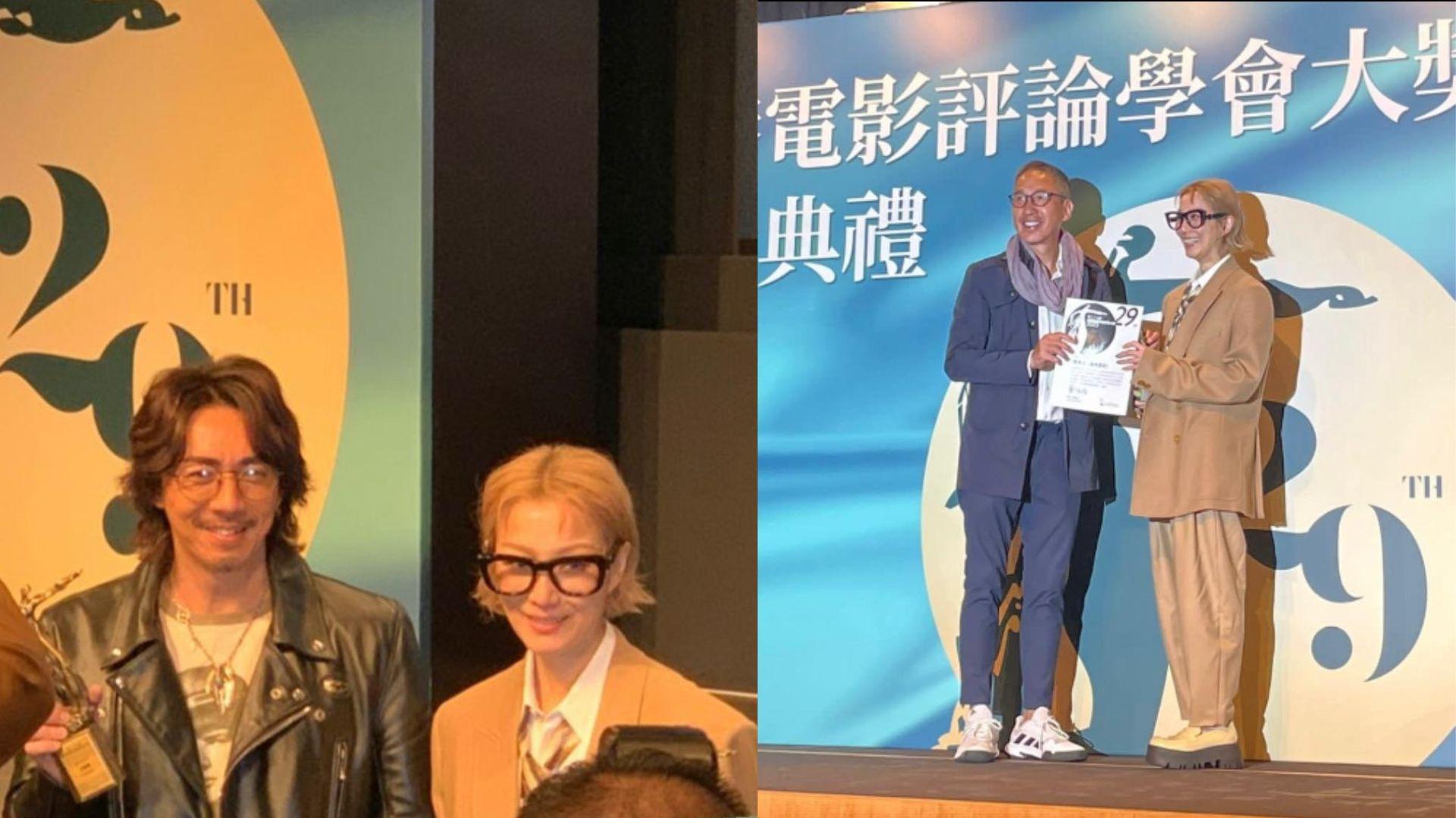 張繼聰與Sammi今日出席香港電影評論學會大獎頒獎禮，一同接受最佳男、女主角殊榮。