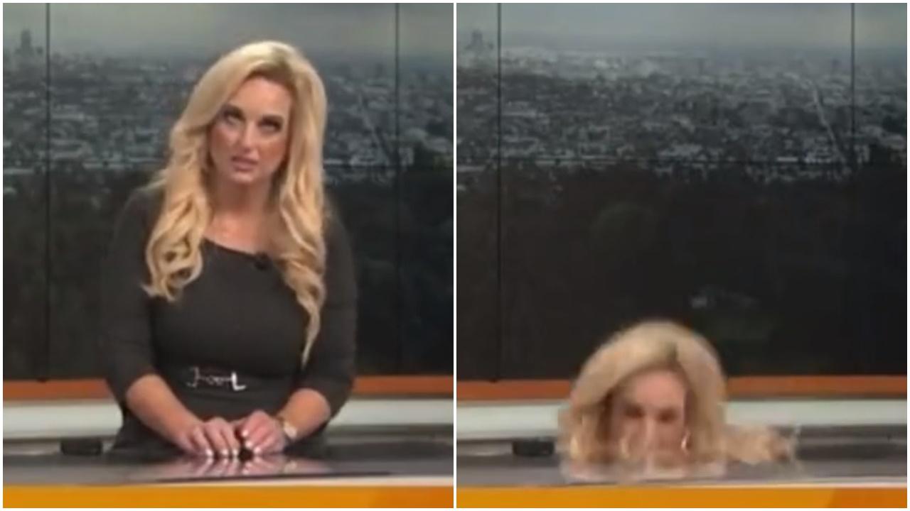 天氣女郎直播期間突然翻白眼倒地，機警主播：先去廣告。(Twitter)