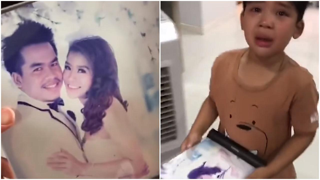 兒見父母結婚相以為爸爸出軌，得悉相中人是「媽媽」後更崩潰。(Twitter)