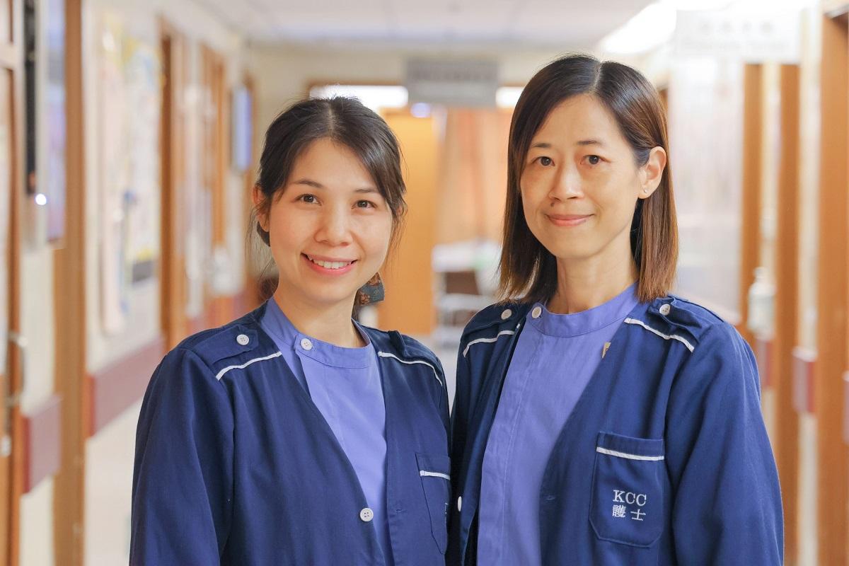 林小慧(左)表示，只要母親有意餵哺母乳，助產士定必提供協助；右為黃思琦。(院方提供)