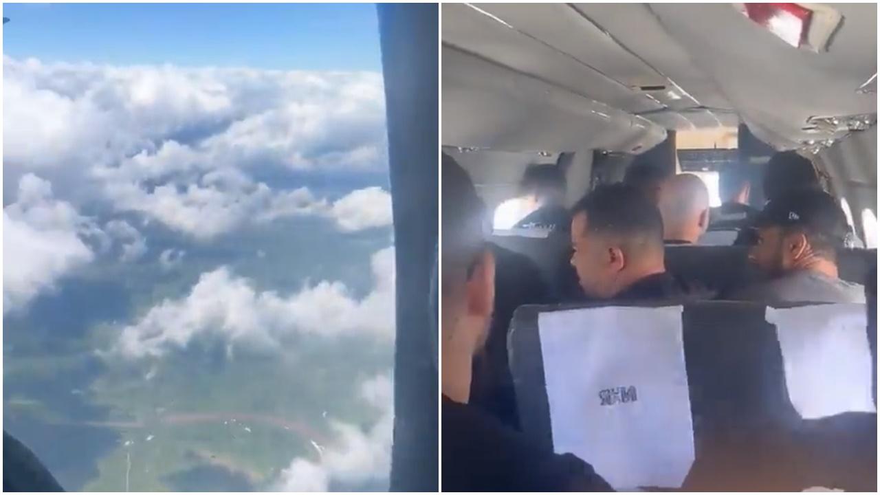 機艙門半空彈開，「半開放式」客艙驚嚇畫面曝光。(Twitter)