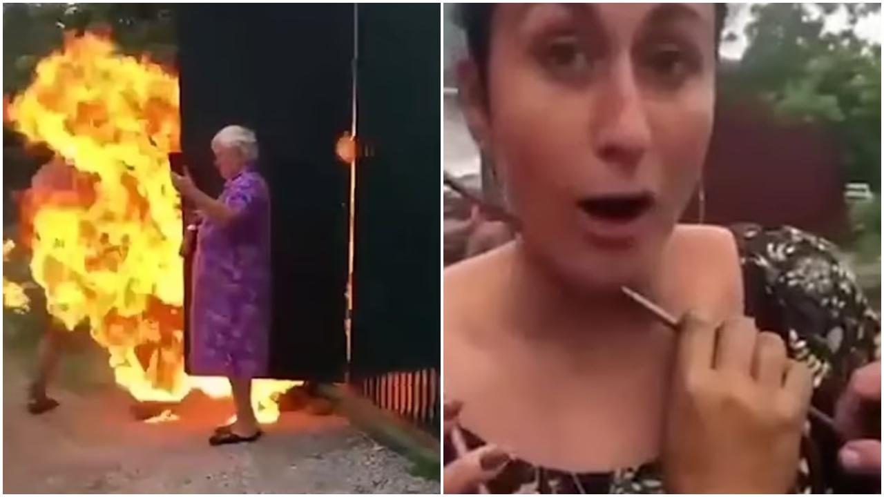 俄老翁不滿被偷電，火槍猛噴面魚叉插頸。(Twitter)