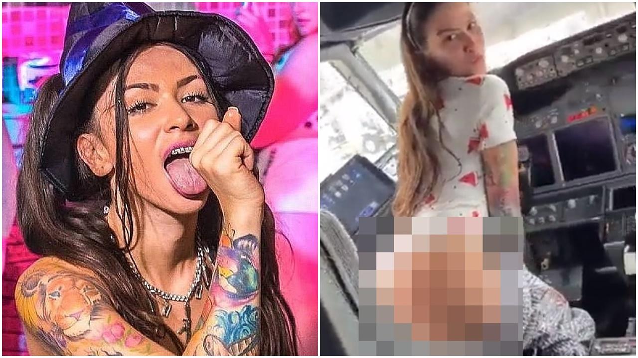 巴西女歌手客機駕駛艙內露股嘟咀惹抨擊。(Twitter)