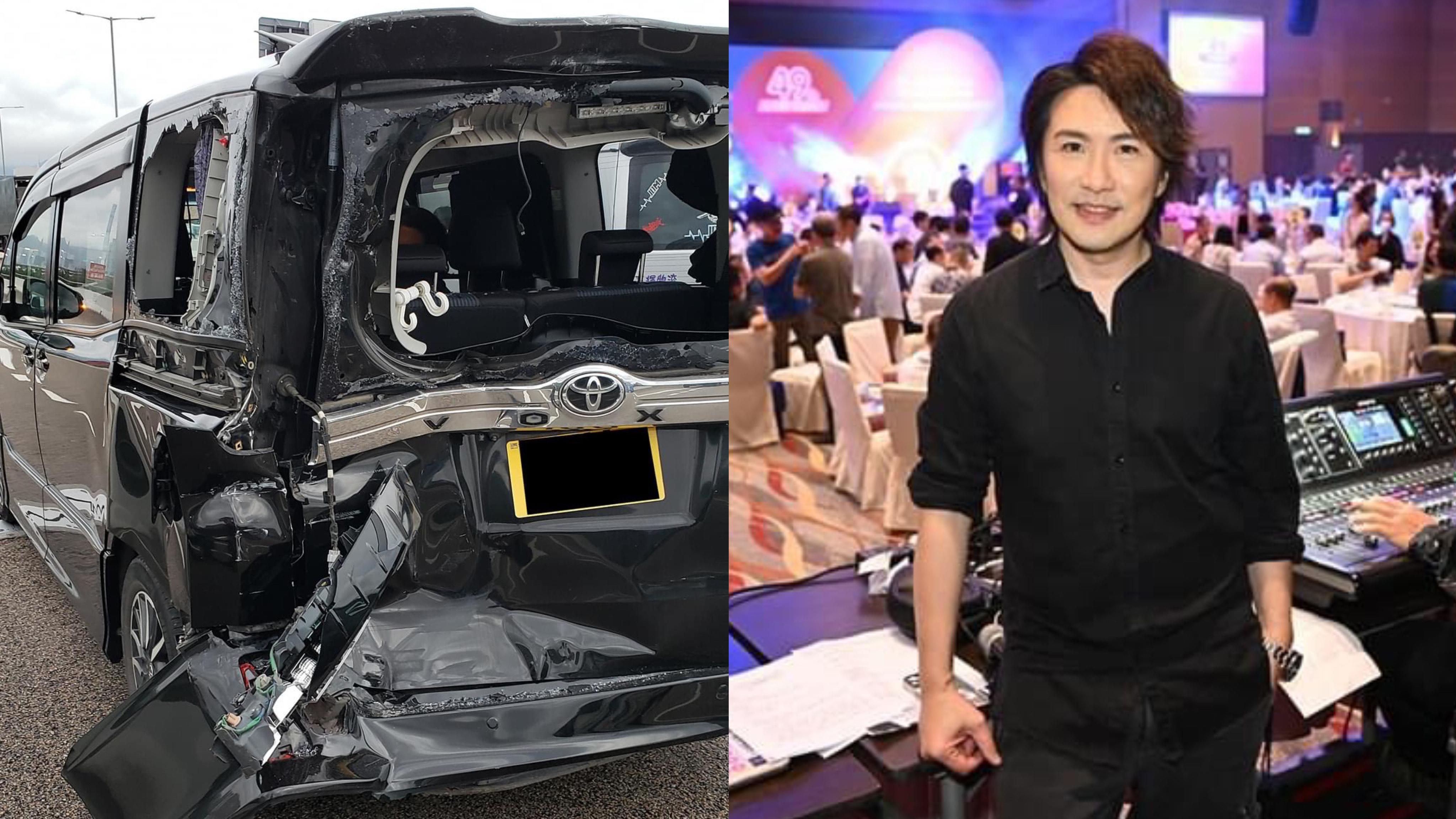 張崇德送仔仔考試遇車禍 座駕被大貨車撞到嚴重損毀