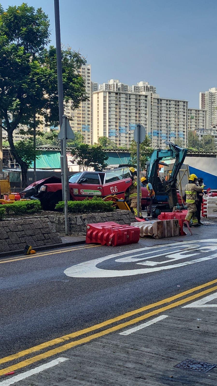 香港仔的士失控自炒剷地盤 工人走避不及6人受傷