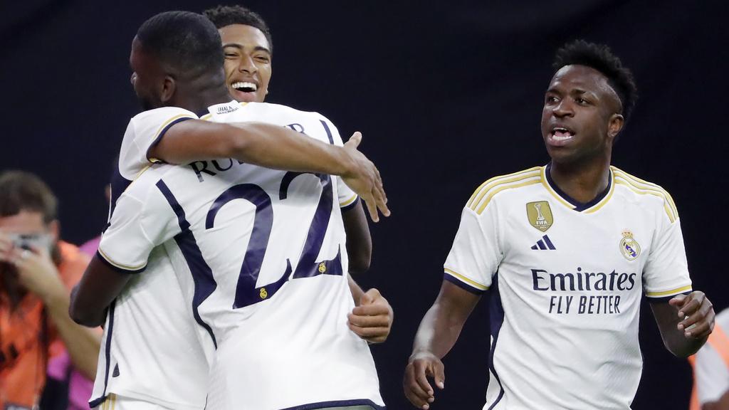 比寧咸笠死奧拿拿取得在皇馬的第一個入球。(美聯社)