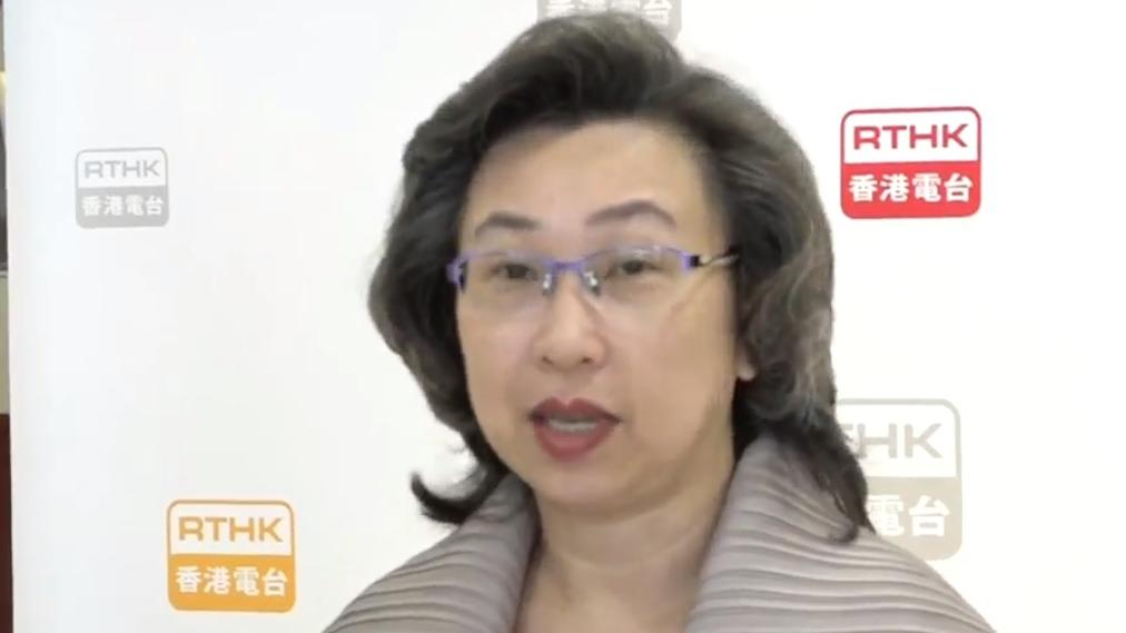 楊何蓓恩今早出席港台的訪問。(港台截圖)