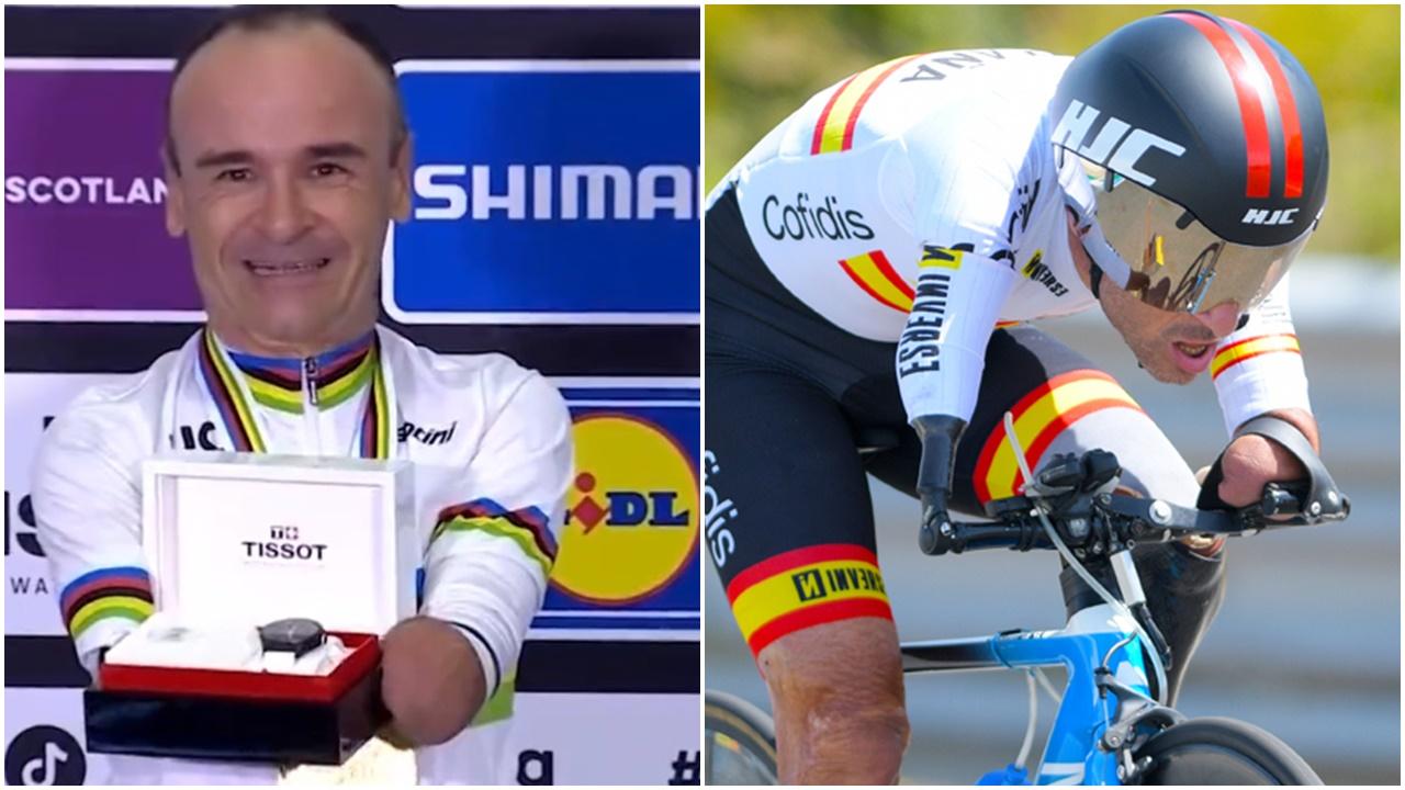 無臂單車手奪世界冠軍，獎品竟然係手錶。(X)