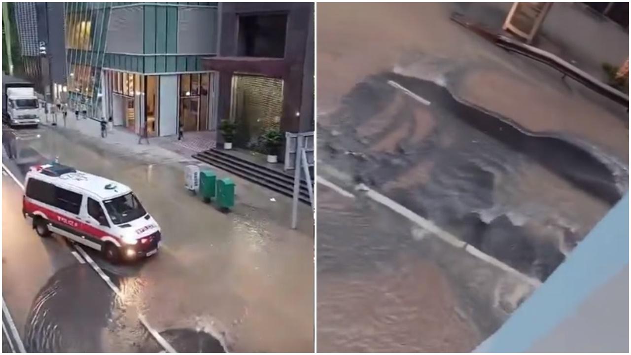 黃竹坑道地底食水管爆裂