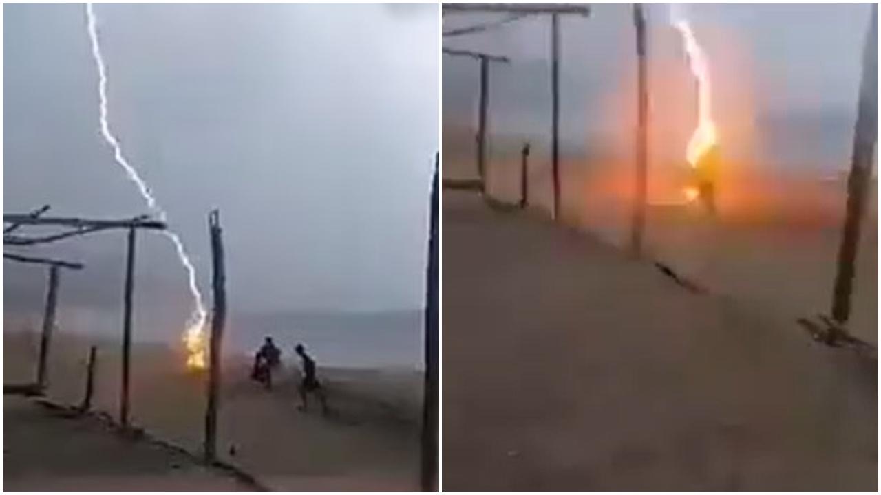 墨西哥2遊客行沙灘被雷追劈，全身著火身亡。(x)