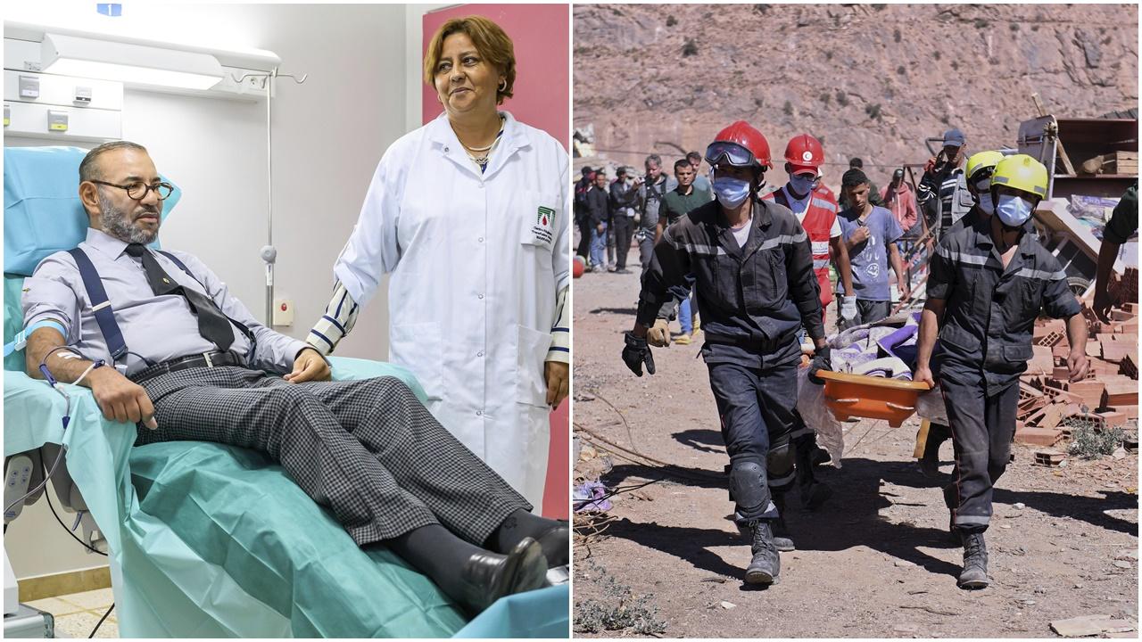 摩洛哥地震增至2901人死亡，國王探望傷者即場捐血。(AP)