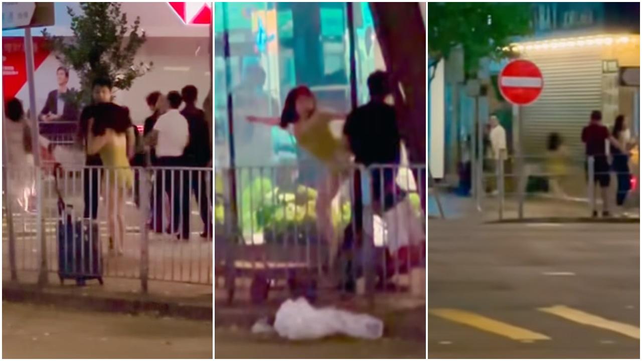 網上熱話｜灣仔街頭男女MMA　短裙女「爆seed」擊退黑衣漢