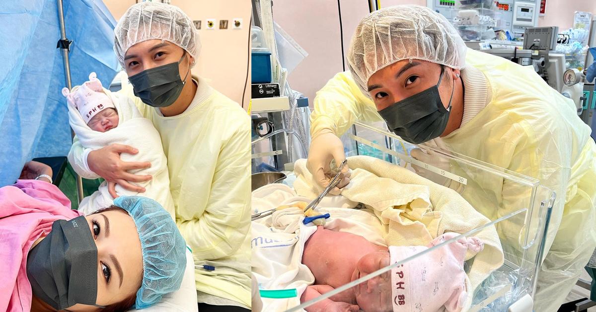 前天堂鳥Gordon葉泓聲囡囡出世 新手爸爸剪臍帶