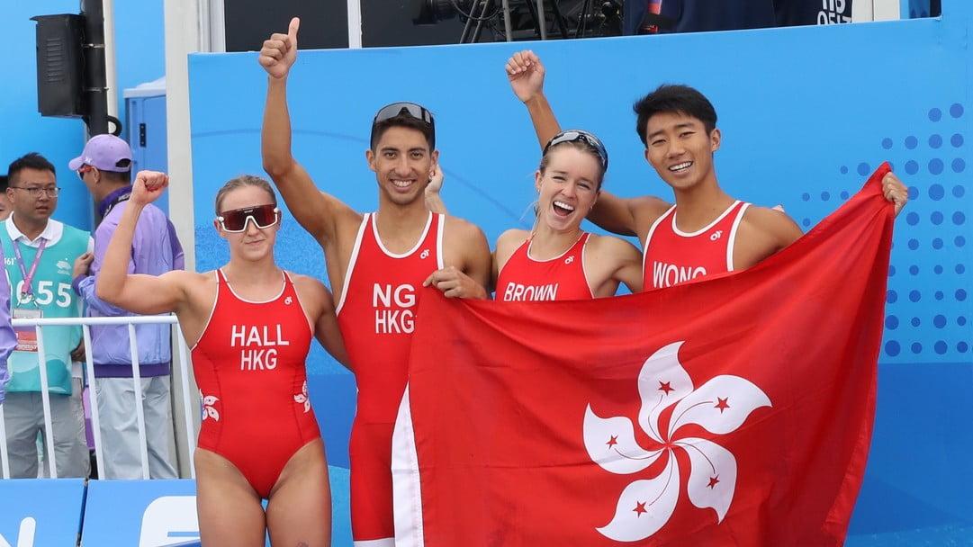 杭州亞運｜港隊三項鐵人混合接力連續兩屆獲摘銅 (港協暨奧委會圖片)
