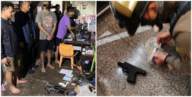 泰國警方拘捕4名涉非法向曼谷商場槍擊案槍手出售改裝槍枝及子彈的男子。(網上圖片)