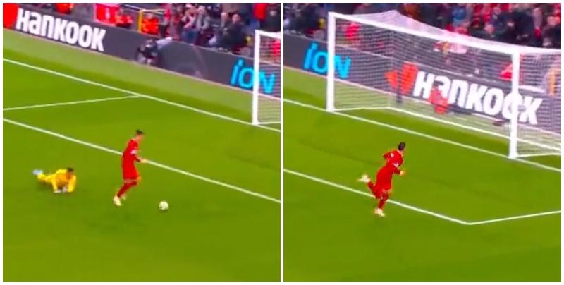 利物浦炒圖盧茲，紅軍前鋒達雲紐尼斯（Darwin Nunez）於下半場單刀扭過門將面對空門竟中柱成為焦點。(影片截圖)