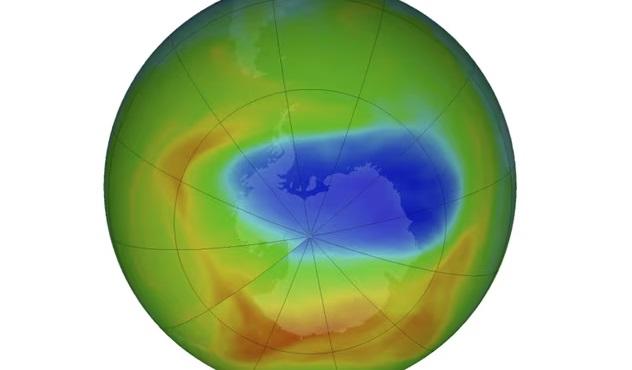 美國太空總署早年發布影像，顯示南極臭氧層巨洞於2019年10月的情況。(資料圖片)