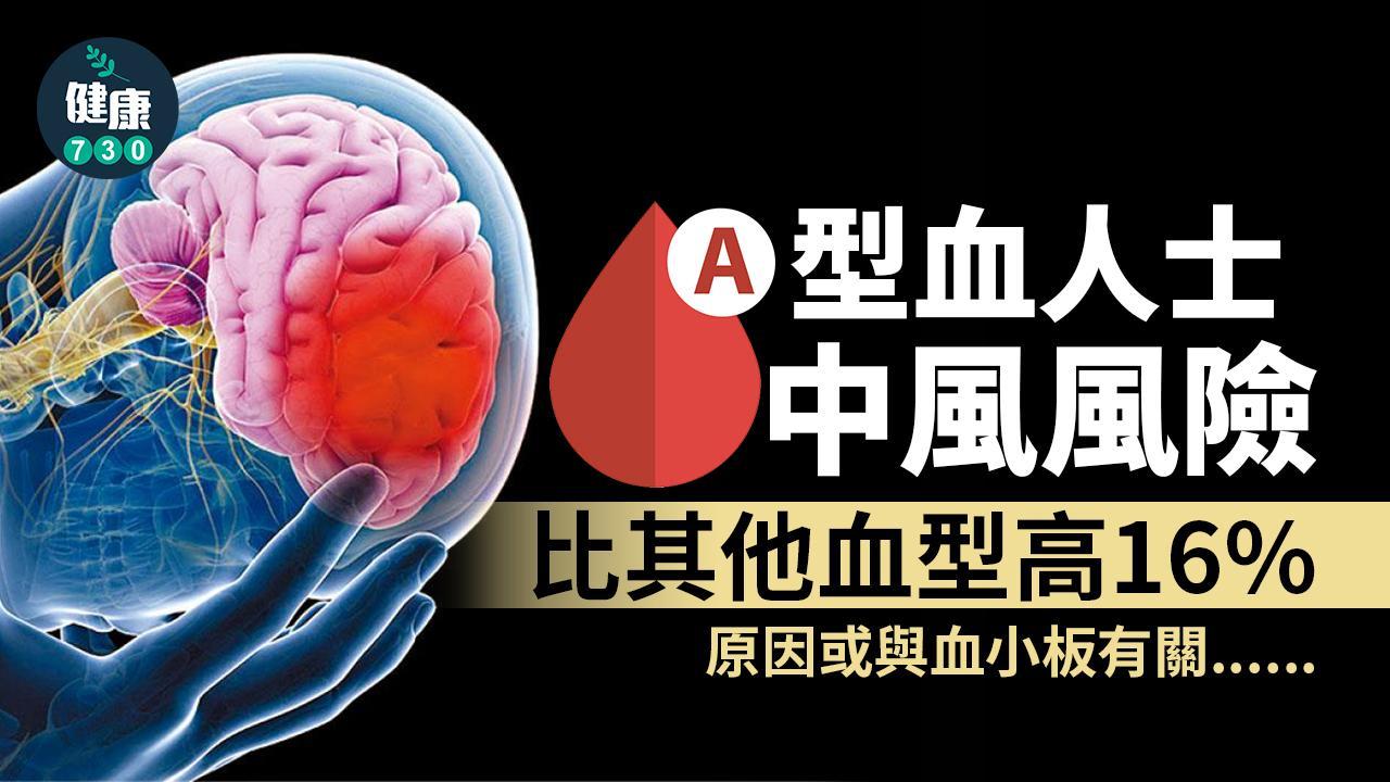 中風｜A型血人士年輕時較易中風？專家︰毋須過分擔心（am730製圖）
