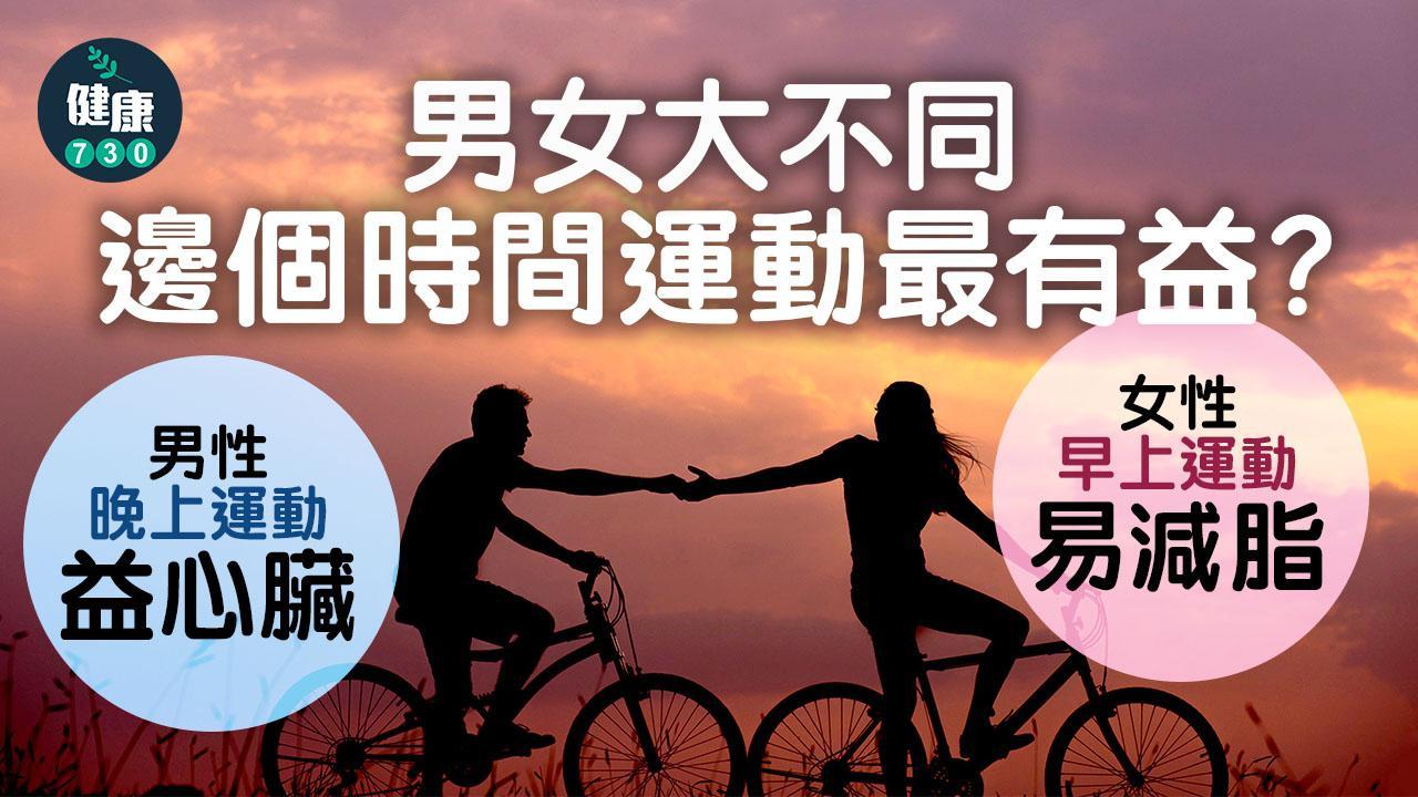 做運動時間｜女性早上運動易減脂　男性晚上運動益心臟 性別大不同（am730製圖）