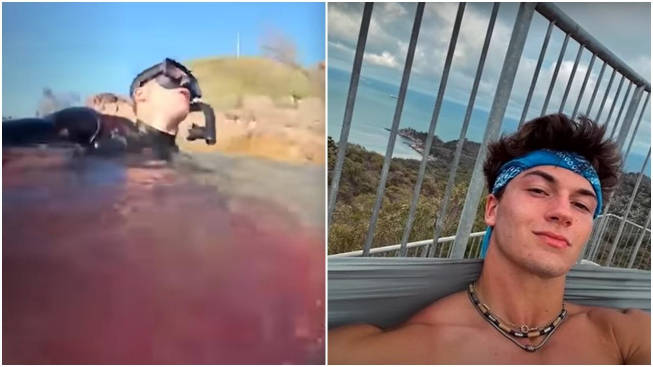 意男爺爺離世同日遭鯊魚咬，海中浴血求生畫面曝光。(IG)