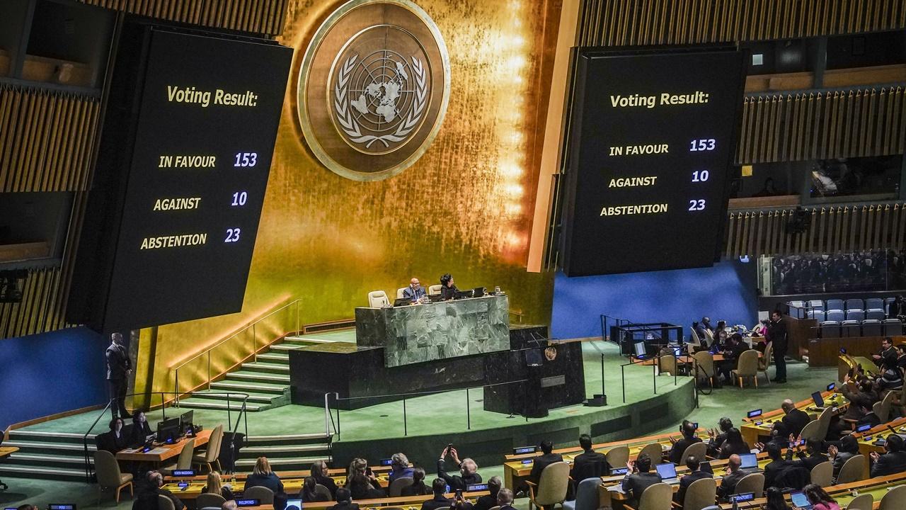 聯合國大會通過無約束力決議，要求加沙立即實現人道停火。(AP)