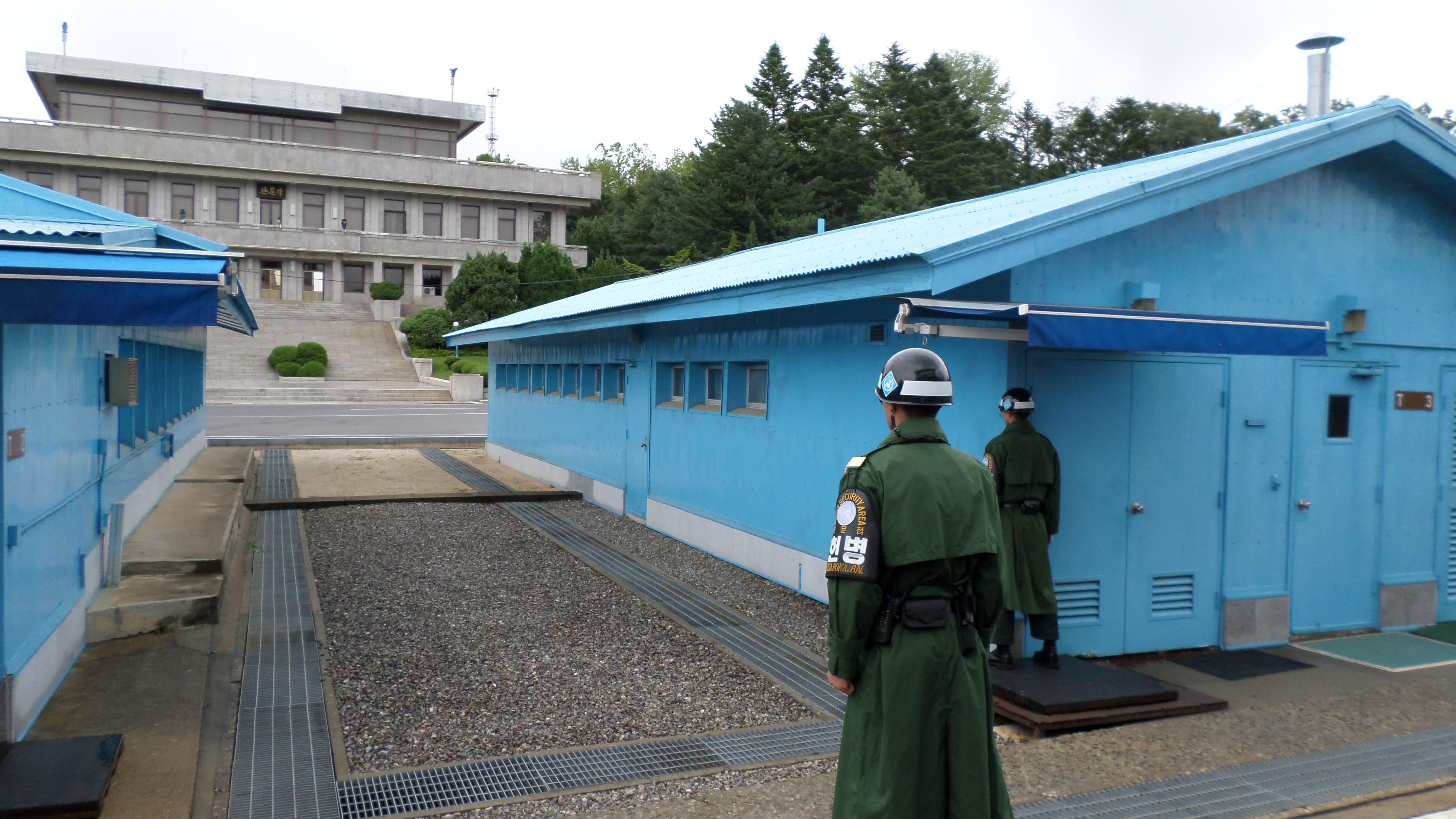 回應北韓兵帶槍站崗，聯合國軍准在板門店恢復武裝。(資料圖片)