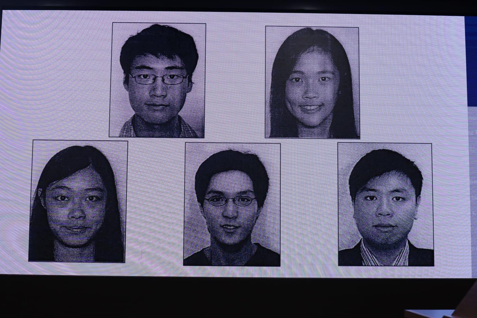 警務處國家安全處（國安處）在灣仔警察總部舉行記者會，國安處總警司李桂華及高級警司洪毅出席，再通緝多5名已離港潛逃人士，包括鄭文傑、許穎婷、邵嵐、蔡明達、霍嘉誌，每人懸紅100萬元。(鍾式明攝)