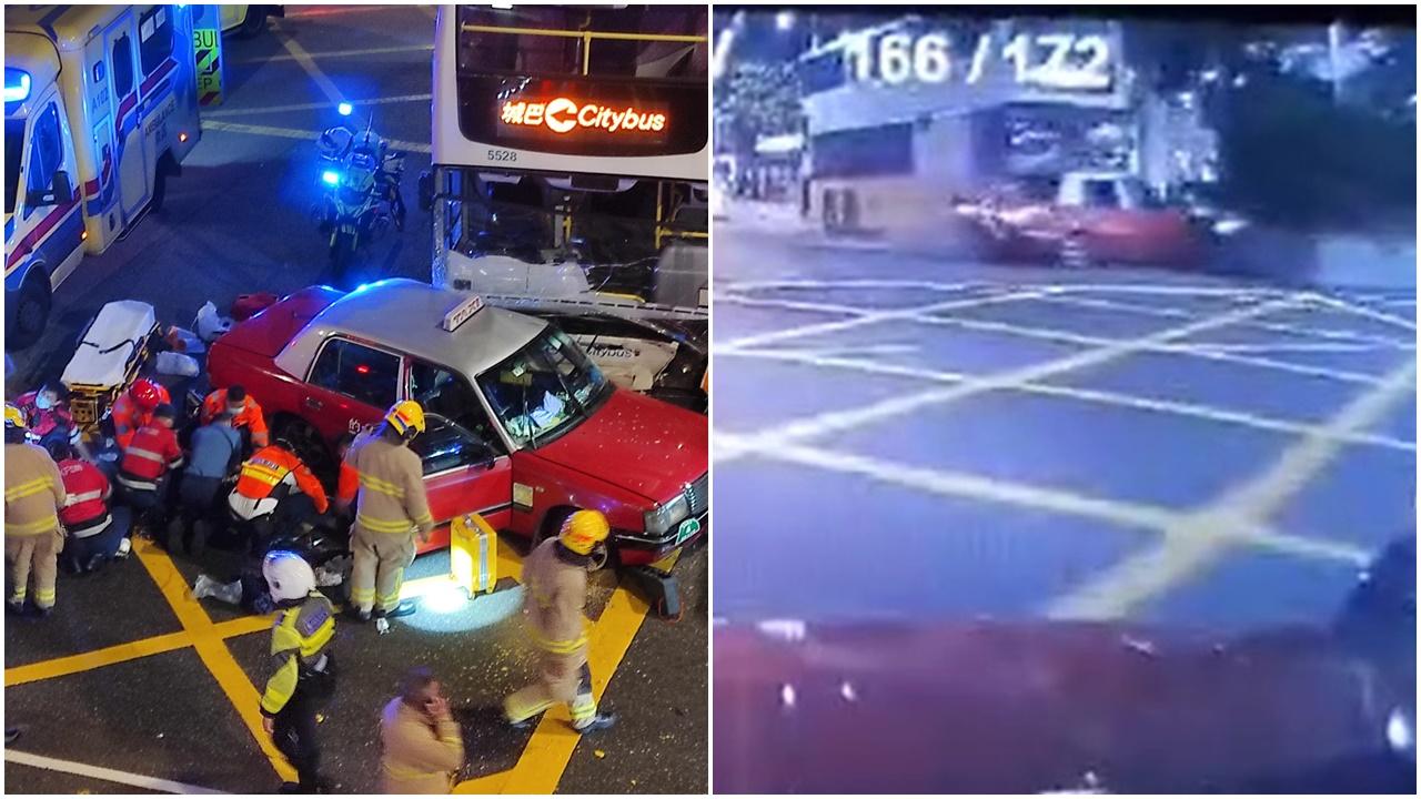 灣仔致命車禍的士司機被捕，城巴：巴士按交通燈指示行駛。