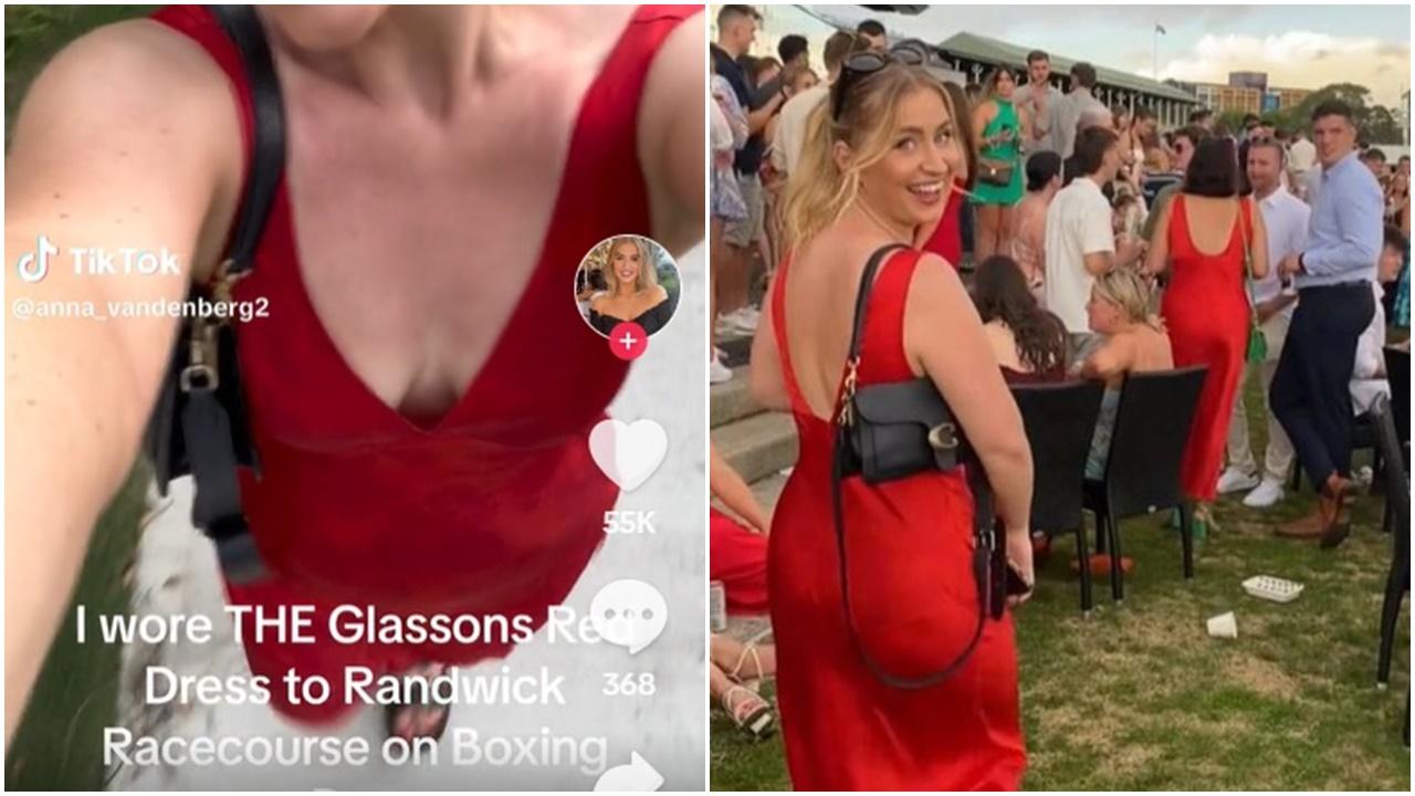 澳女3嚿水網購連身裙與同場20女撞衫。(TikTok)