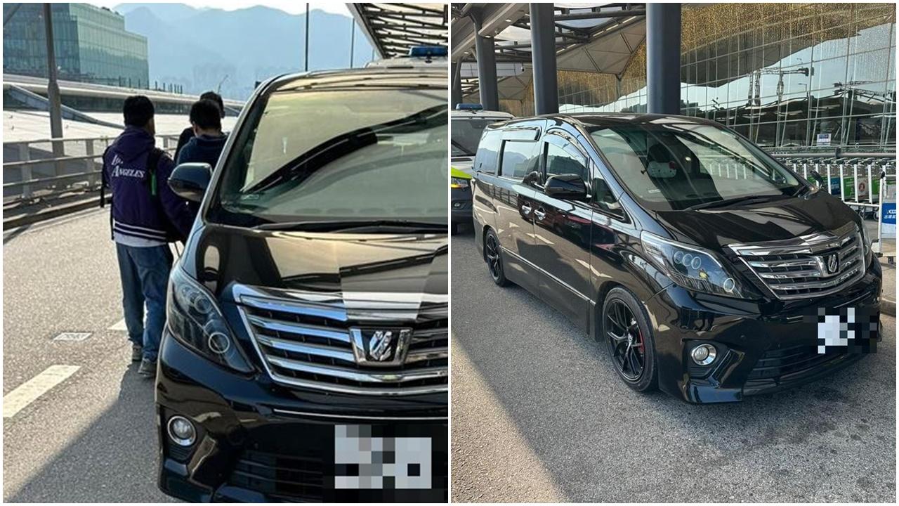 打擊新界南白牌車，警方放蛇於機場拘35歲男司機。(警方相片)
