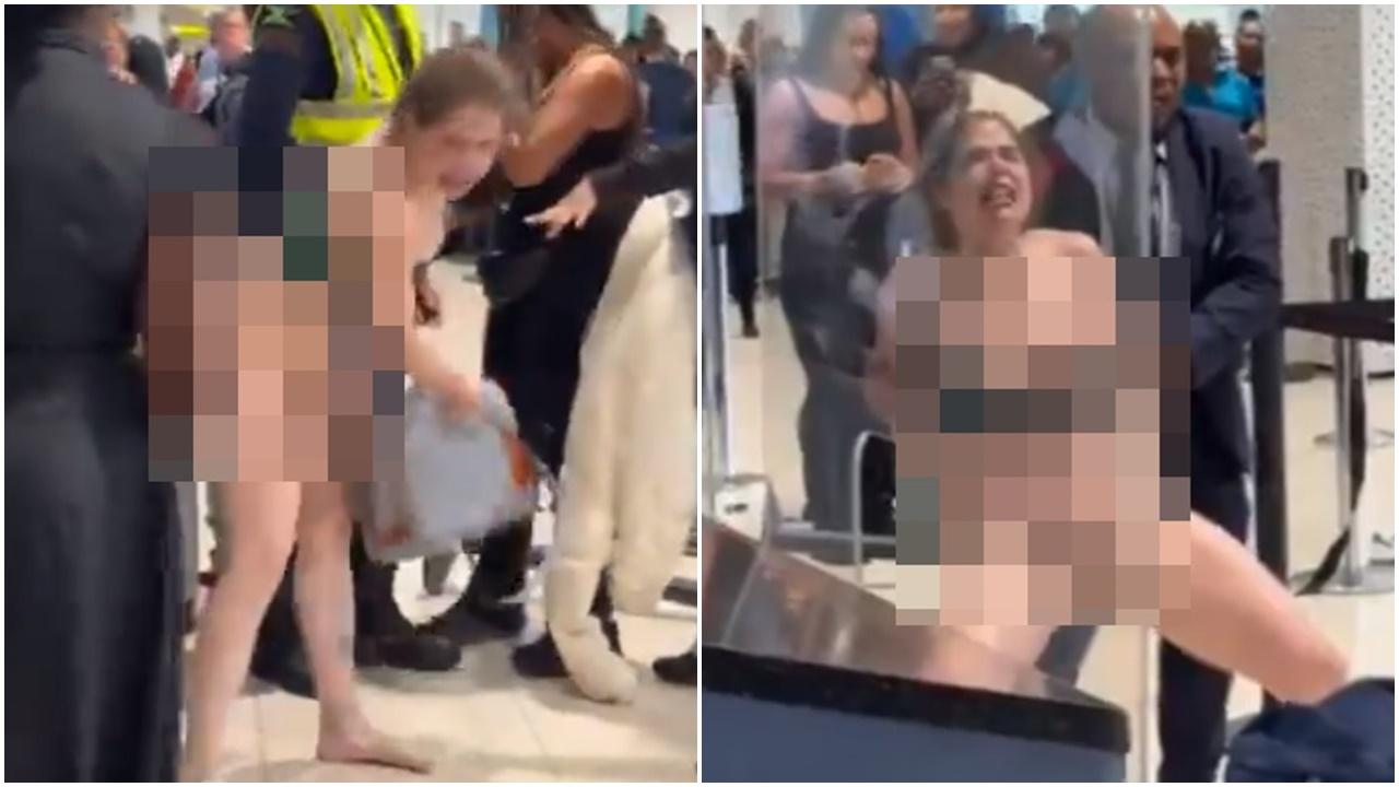 女牙醫大鬧登機櫃，突然脫衣爆粗嚇壞全場。(X)