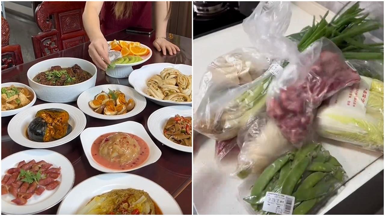 內地廚娘36元煮出10道菜，網民：是鍋的極限。(微博)