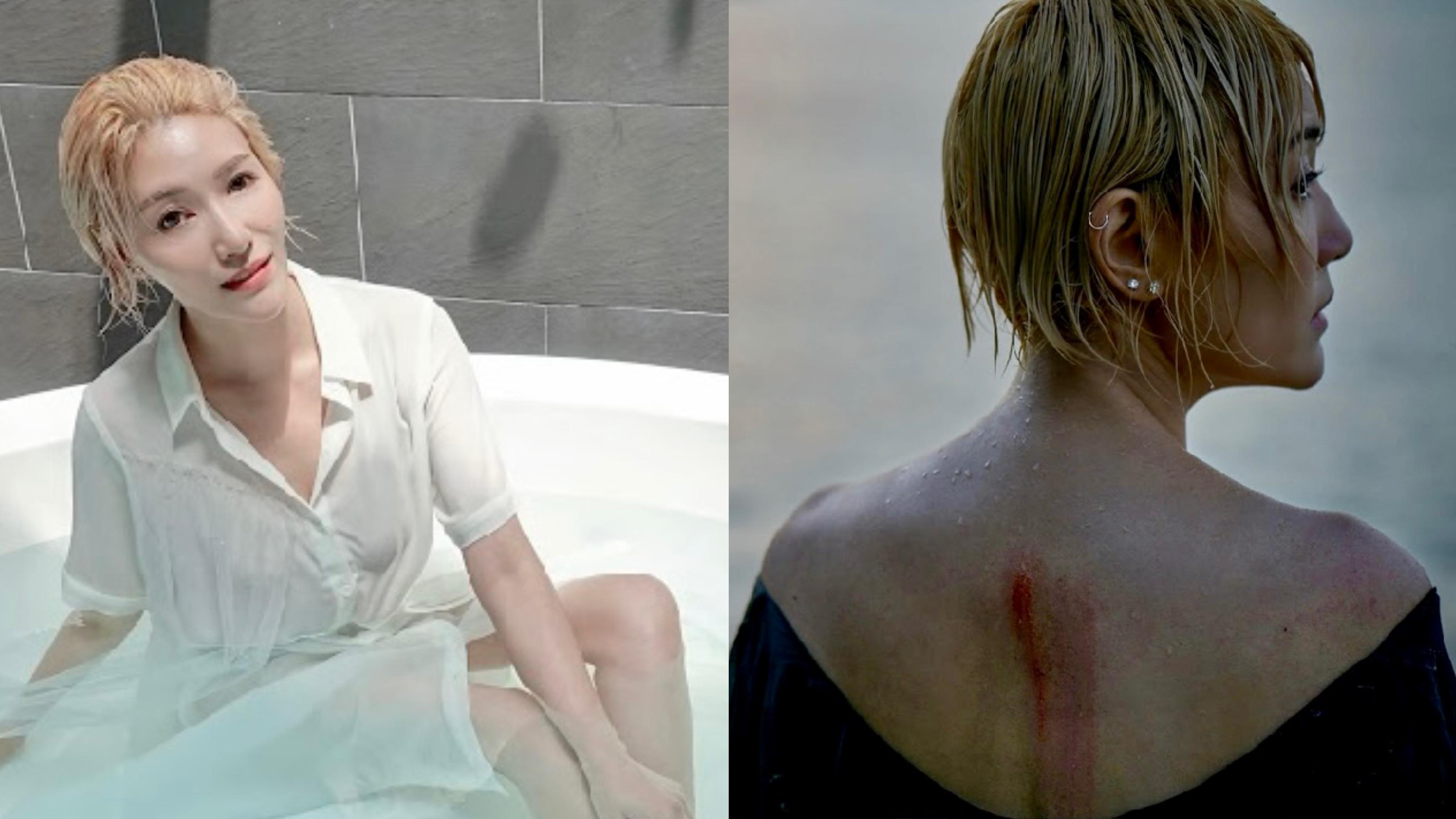 李璧琦拍新歌《向明日乾杯》MV受傷 背部被海中尖石鎅破 