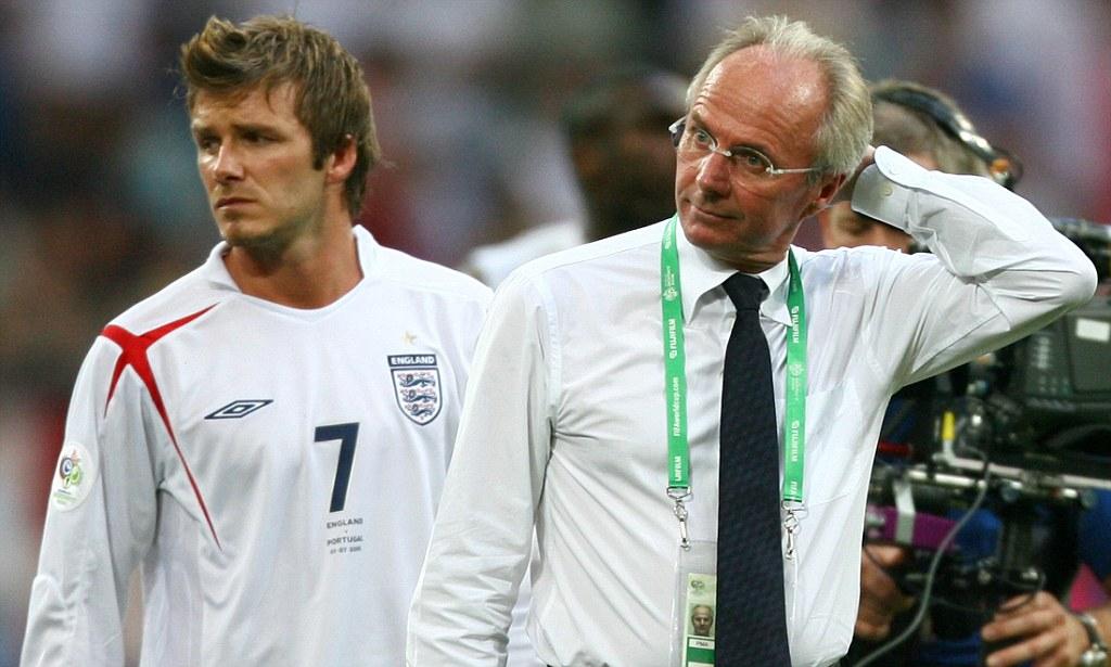 艾歷臣在2001至06年執教英格蘭，是三獅軍團歷來首名外籍領隊，期間帶領碧咸、朗尼等「黃金一代」球員。（資料圖片）