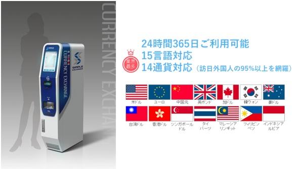日本FamilyMart設置外幣找換機。(FamilyMart網頁)