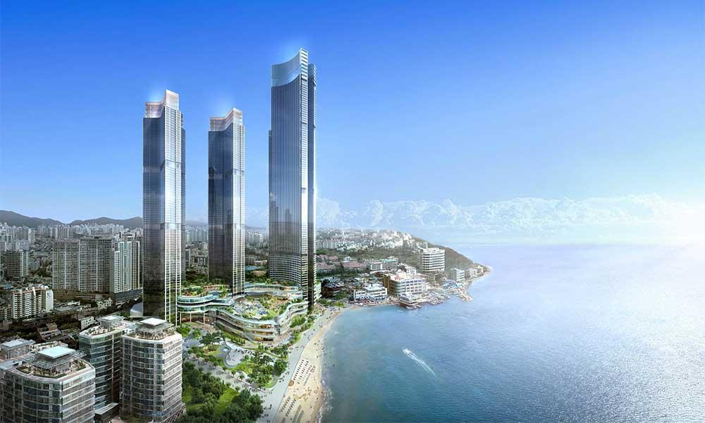 兩名外國人在釜山摩天大廈LCT跳傘被南韓追緝。(網上圖片)