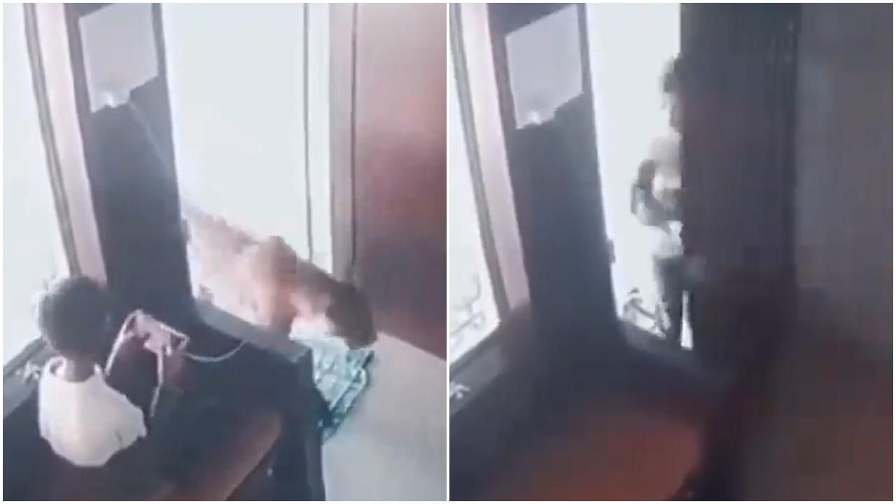 花豹突闖會所，12歲男童淡定閂門走人。(X)