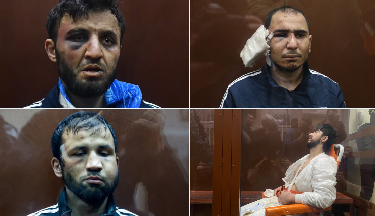 莫斯科恐襲｜4名被槍手帶到法院時都分別有不同傷勢（路透社）