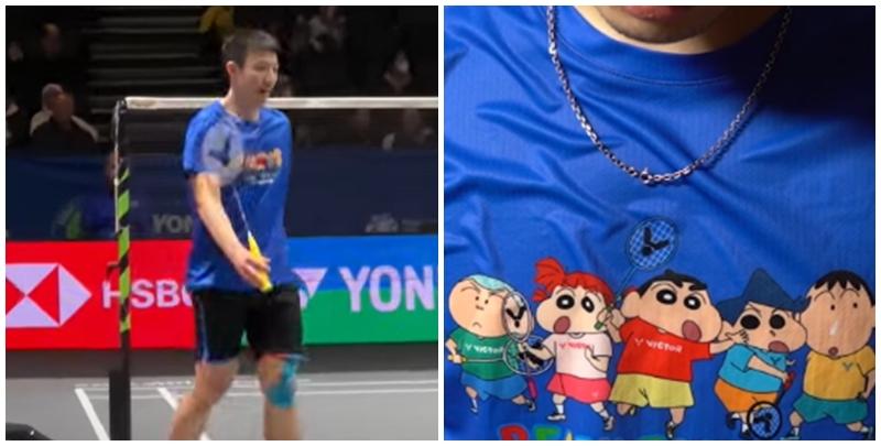 王子維比賽時非穿上專業的運動上衣，而是普通T恤，第2局更換成《蠟筆小新》T恤，恍如一位業餘羽毛球愛好者，場面令人啼笑皆非。