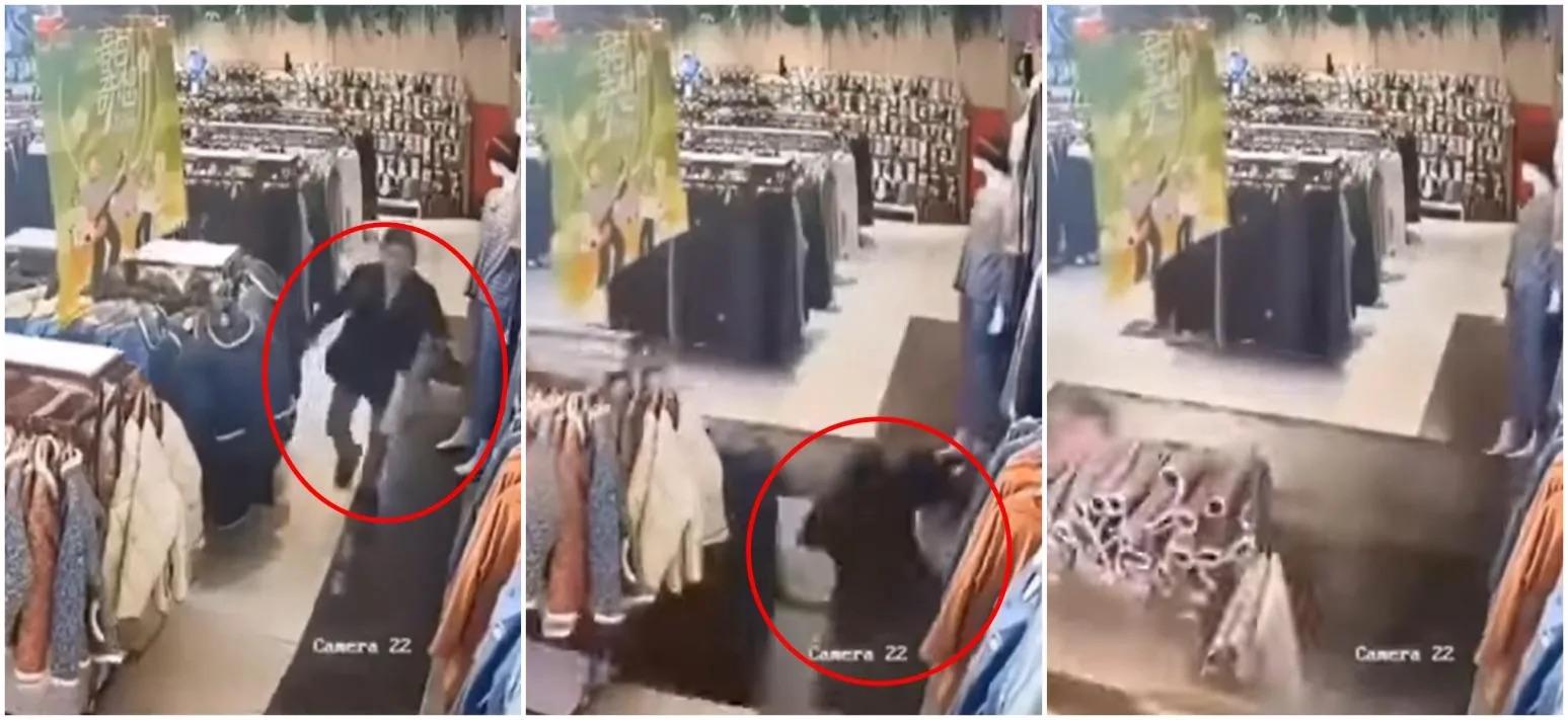 江蘇商場二樓突塌陷　坑洞秒吞客人連兩排衫架（有片）