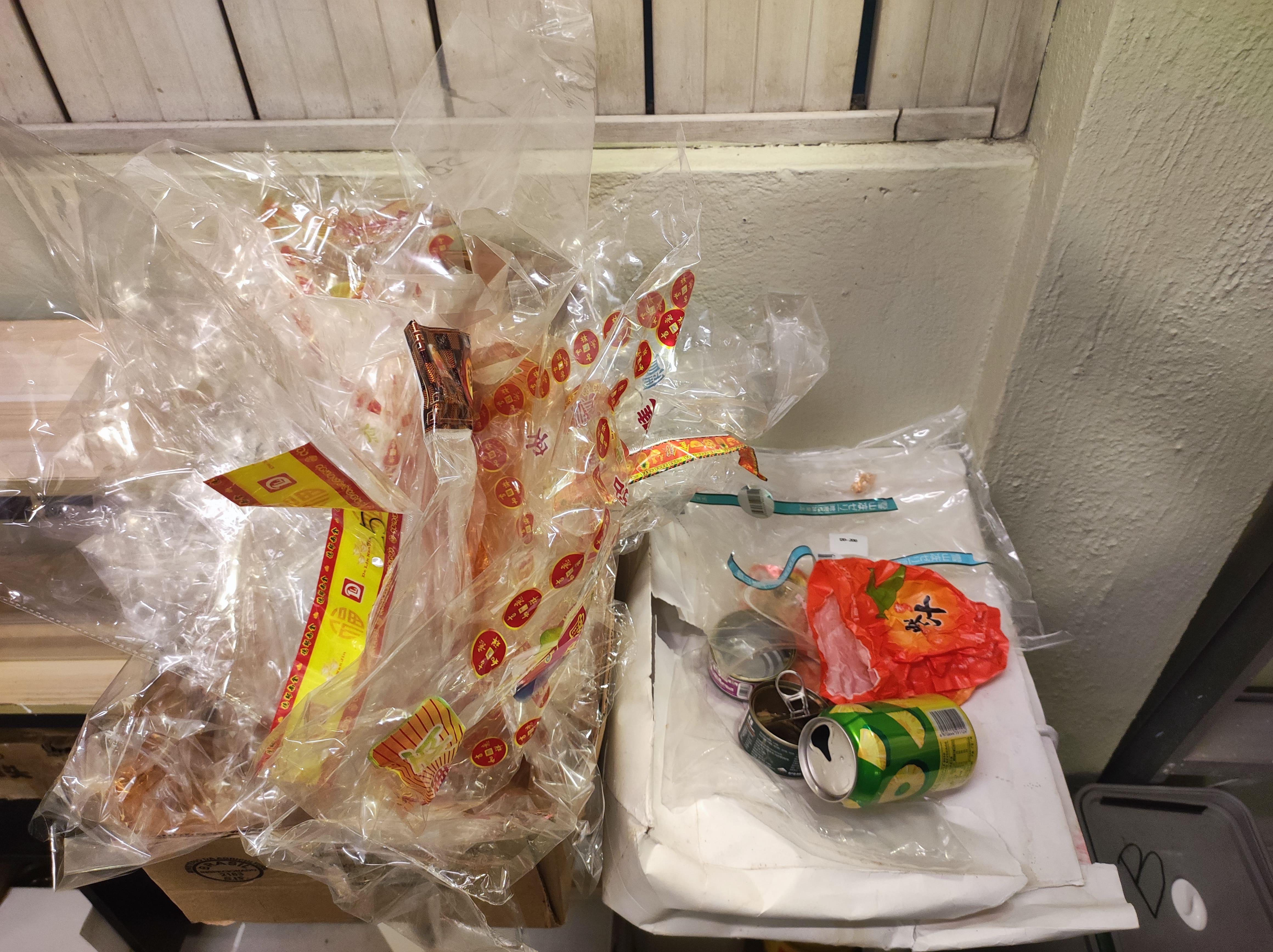 公民實驗參與家庭的即棄包裝垃圾（綠色和平提供）