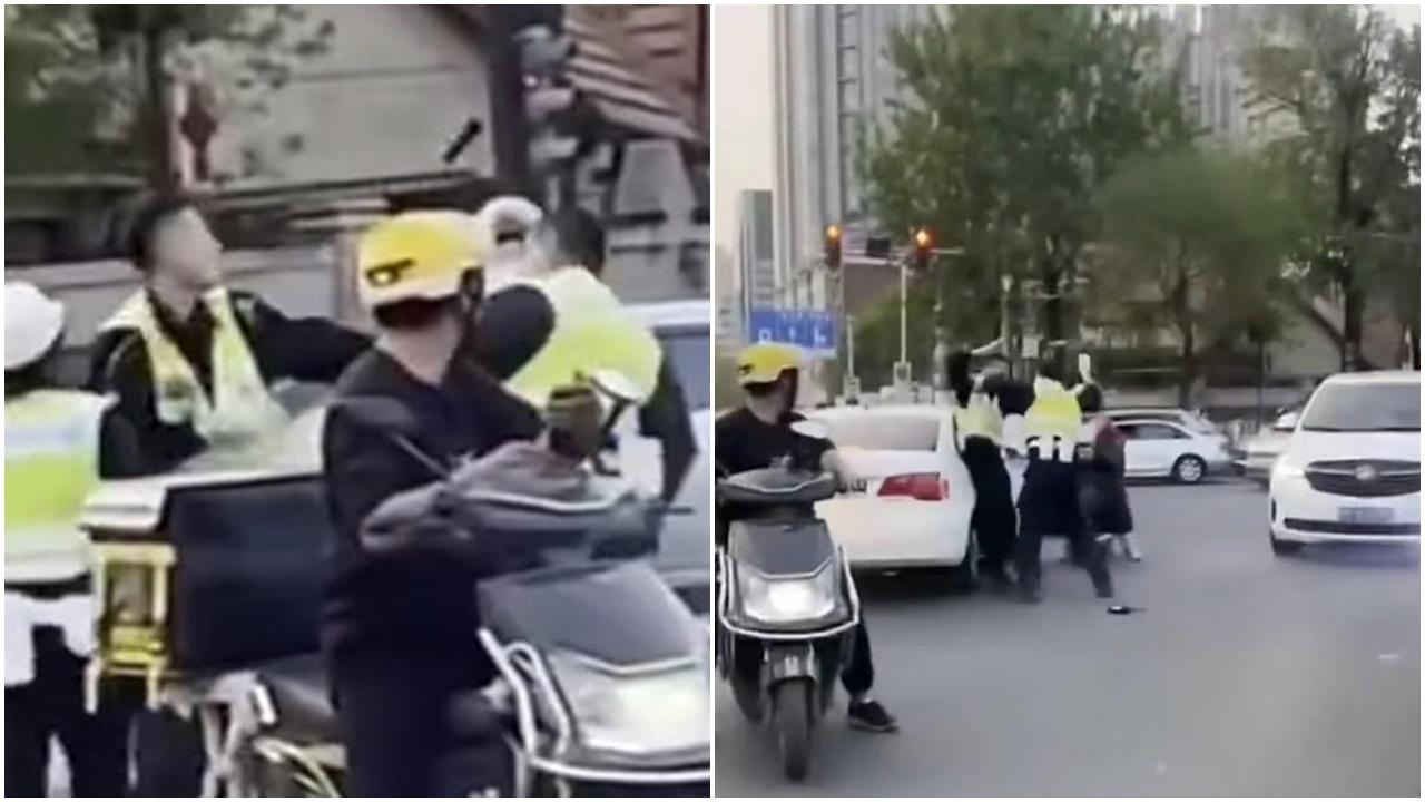 天津2名男交警街頭互毆，網民疑問：算不算襲警？(微博)