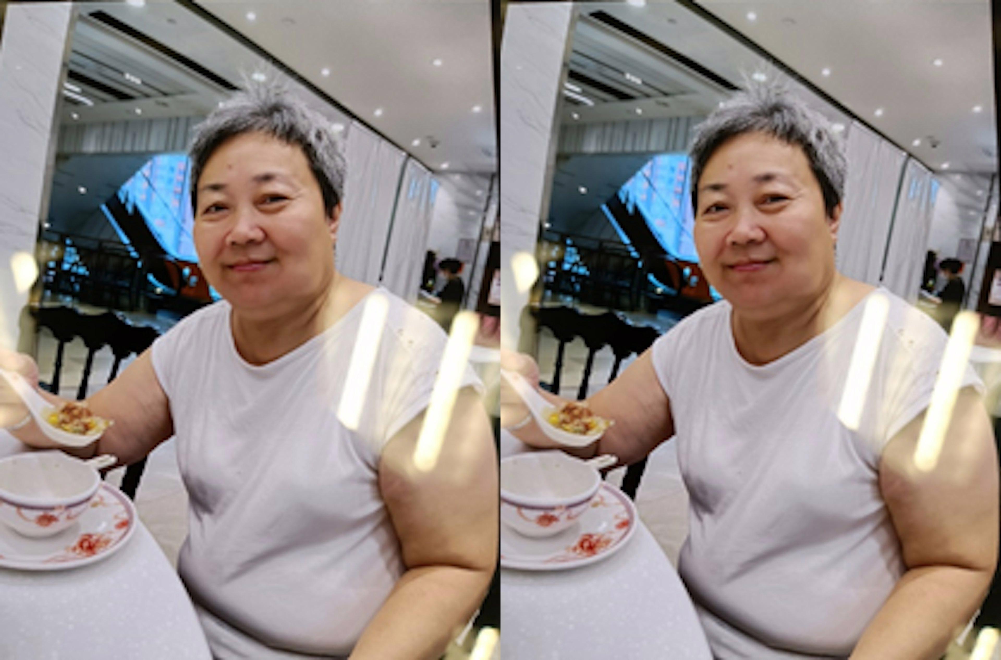  66歲馮霞身高約1.6米，體重約74公斤，肥身材，圓面型，黃皮膚及蓄灰白色短髮；最後露面時身穿白色短袖上衣、黑色長褲、粉紅色運動鞋及攜有一個白色斜揹袋。（警方提供）