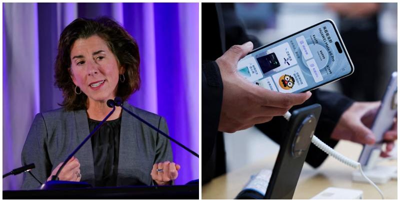 美國商務部長雷蒙多表示，華為旗下Mate 60 Pro手機所使用的晶片，仍然比美國的先進晶片落後多年。（路透社資料圖片）