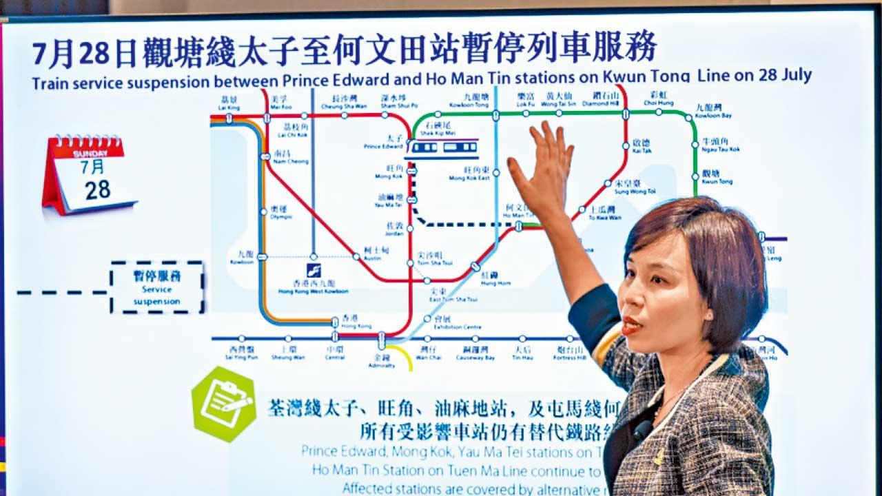 港鐵大維修 7.28觀塘綫太子至何文田列車全日停