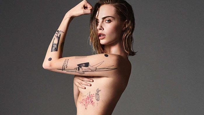 超模Cara Delevingne半裸演繹CK新系列內衣