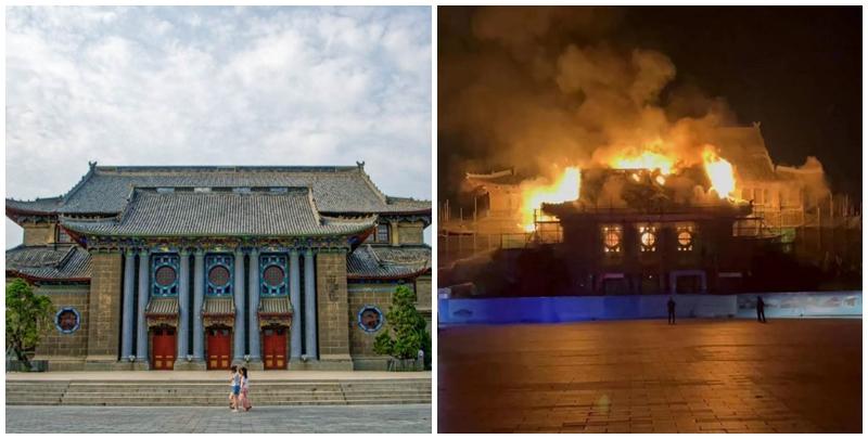 河南大學明倫校區大禮堂失火(影片截圖)