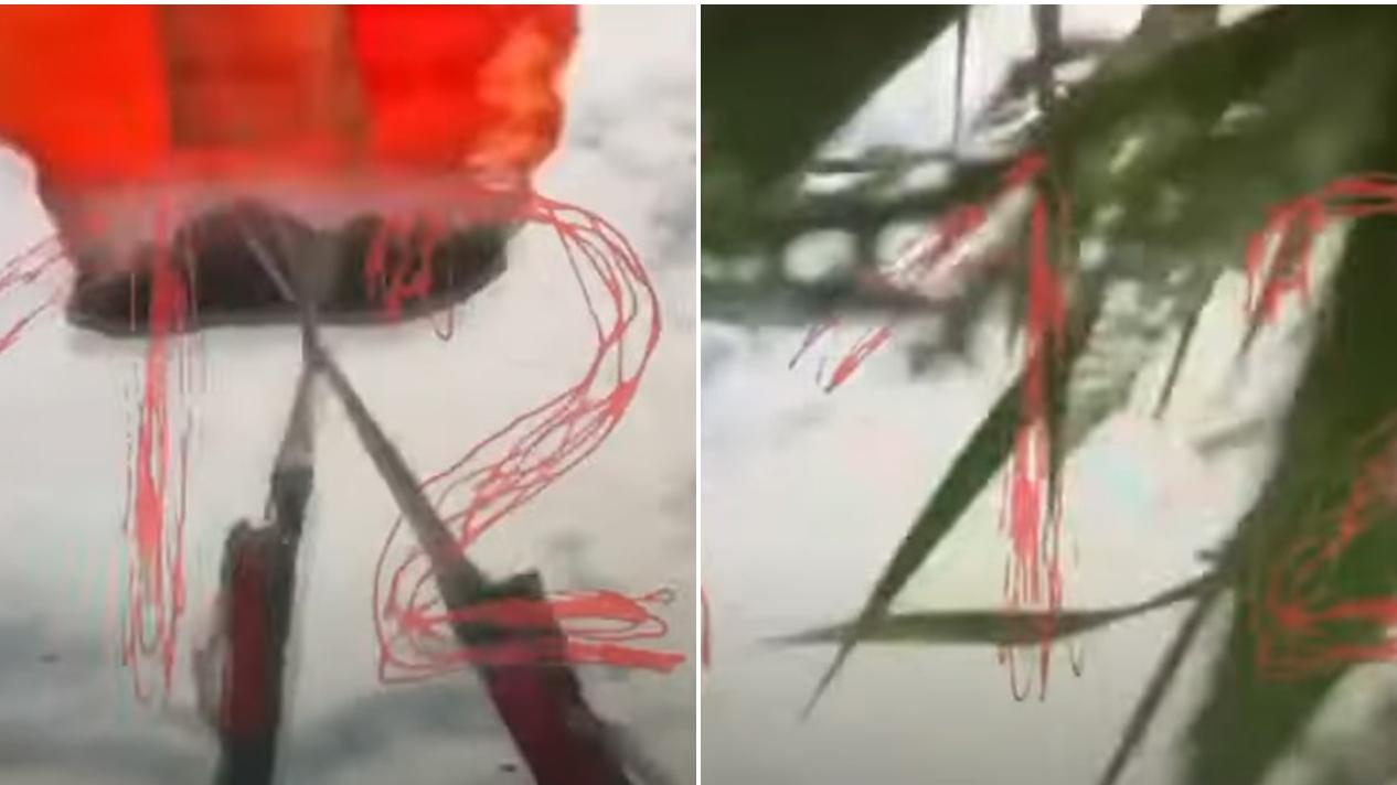 俄男1.3萬呎高空跳傘遭繩纏，恐怖主視角絕望墮地。(YouTube)