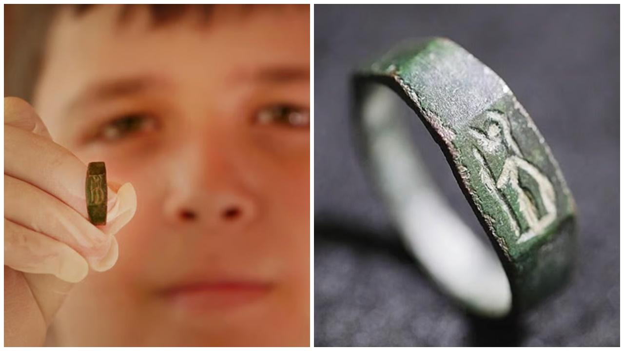 以色列少年旅行執到寶，驚見1800年前羅馬女神戒指。(X)